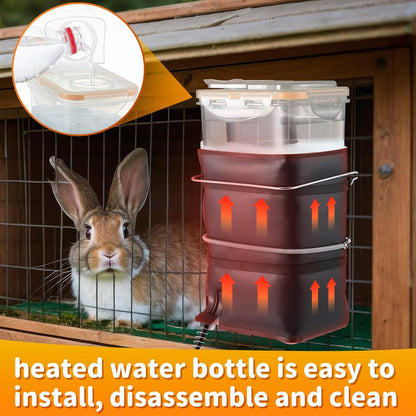 2 Pack 74 oz Heated Rabbit Water Bottle, Large Rabbit Water Dispenser No Drip, Bunny Bottle, Heated Small Animal Drinker for Pets, Rabbits, Guinea Pigs, Hamster, Ferrets, Birds, Mouse, Rats