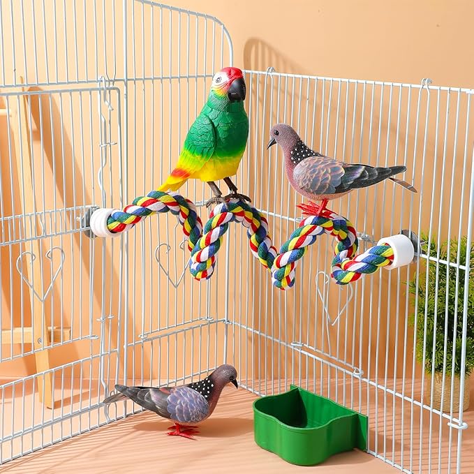 Colorful Bird Rope Perch Stand, Birdcage Swing Spiral Toys, Bird Bungee Rope Perches Toys Cage Accessories for Cockatiels Parrot Birds (60CM/23.6inch)