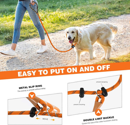 lynxking Slip Lead Dog Leash Reflective, Heavy Duty Comfortable Strong Rope for Large Medium Small Dogs No Pull Pet Training (Orange, Small 3/8in x 6ft-Slip Lead)