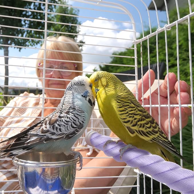 1-Pack Rope Perches for Bird Cages, 31.5 in Length Comfort Grip Flexible Rope Perch Beak & Paw Grinding for Parrots/Cockatiels/Parakeets, Bird Platform Sand [Purple]