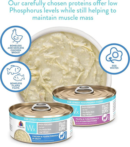 Weruva Wx Phos Focused Chicken and Tilapia Formula in Gravy 5.5oz Can, Pack of 8