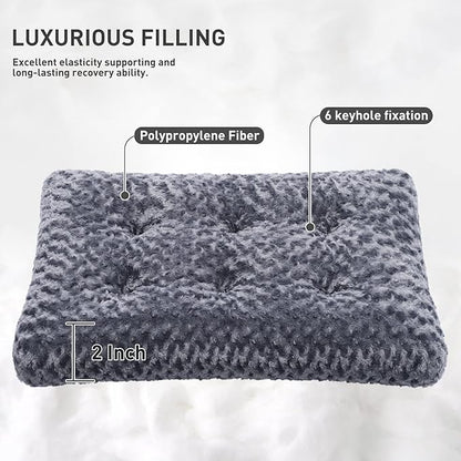 KSIIA Washable Dog Bed Deluxe Plush Dog Crate Beds Comfy Kennel Pad Anti-Slip Pet Sleeping Mat for Large, Jumbo, Medium, Small Dogs Breeds, 17" x 12", Dark Grey