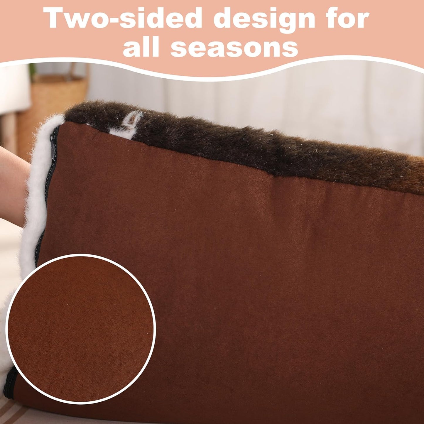 Bedfolks Waterproof Crate Bed, Plush Dog Kennel Pad with Removable Washable Cover, Faux Fur, Fluffy 35"x23", Cow Print