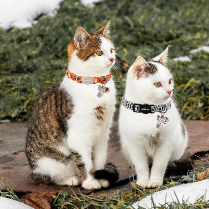 ARING PET 2 Pack Halloween Cat Collars, Breakaway Orange Black White Cotton Kitten Collar with Bells for Girl Boy Cats Ghost Spider Web