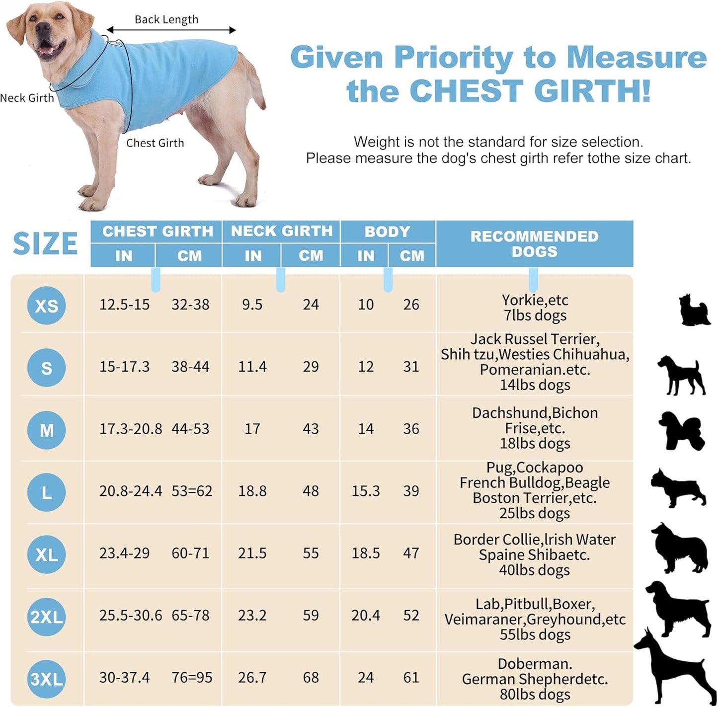 Fleece Dog Coat Pet Jacket Reflective for Cold Weather for Extra Large to Small Pets(Blue,XS)