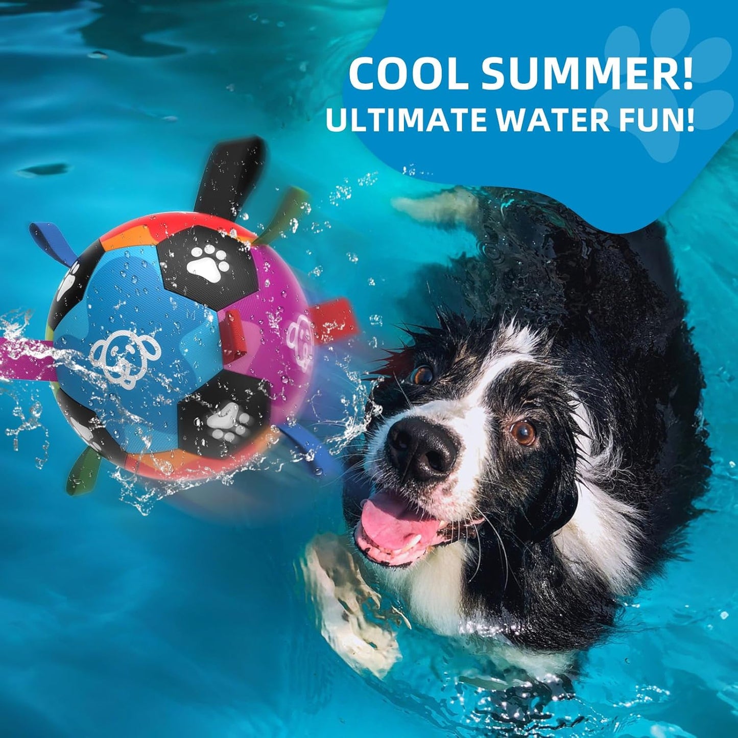 QDAN Dog Soccer Ball, Dog Balls with Straps, Outside Dog Toys for Small Medium Pets, Birthday Gift Toy, Soccer Ball for Dogs with Tags, Herding Balls Toys (6 Inch)