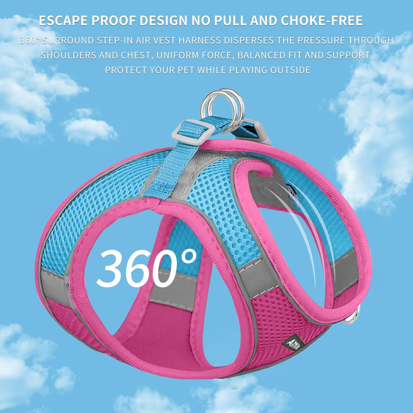 AIITLE Dog Harness, Summer No-Pull Cat Harness with a Leash, Adjustable Reflective Dog Vest, Cat Harness Escape Proof, Outdoor Walking, Camping for Extra Small Dogs and House Cats Hot Pink XXXS