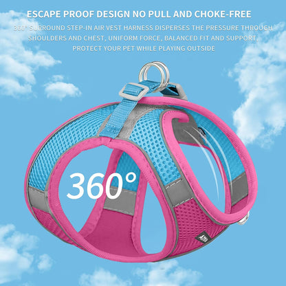 AIITLE Comfortable Dog Harness and Leash Set for Walking - Summer Step in Vest Harness,Reflective Bands, Adjustable No Pull Puppy Essentials, for Small Dogs and House Cats Hot Pink XS