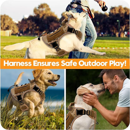 Heavy-Duty Tactical Dog Harness for Large Dogs, No Pull Adjustable Reflective Pet Vest with Molle System, K9 Military-Grade Control for Service Training, Outdoor & 10+ Breeds, Desert Camo, X-Large