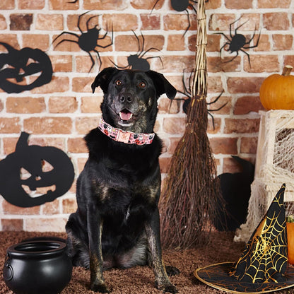 Elegant little tail Halloween Dog Collar, Autumn Pet Collar Durable Pink Dog Collars Male or Female Holiday Pet Gift Adjustable Dog Collar for Large Dogs