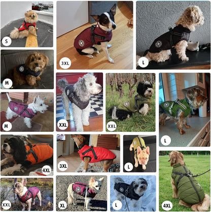 Aiboria Dog Jacket Coat Windproof Warm Pet Fleece Vest Dogs Sweater Padded Vest with Chest Strap Harness Red 4XL