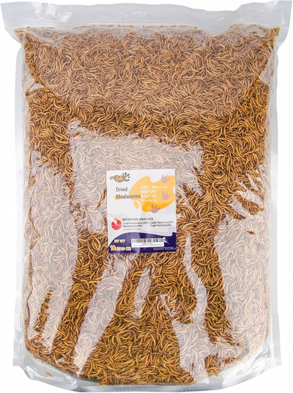 RANZ 10LBS Non-GMO Dried Mealworms for Chickens, High Protein Meal Worms, Premium Chicken Feed, Perfect Bird Food and Chicken Treats, Whole Large Mealworms for Wild Birds, Ducks, Fish