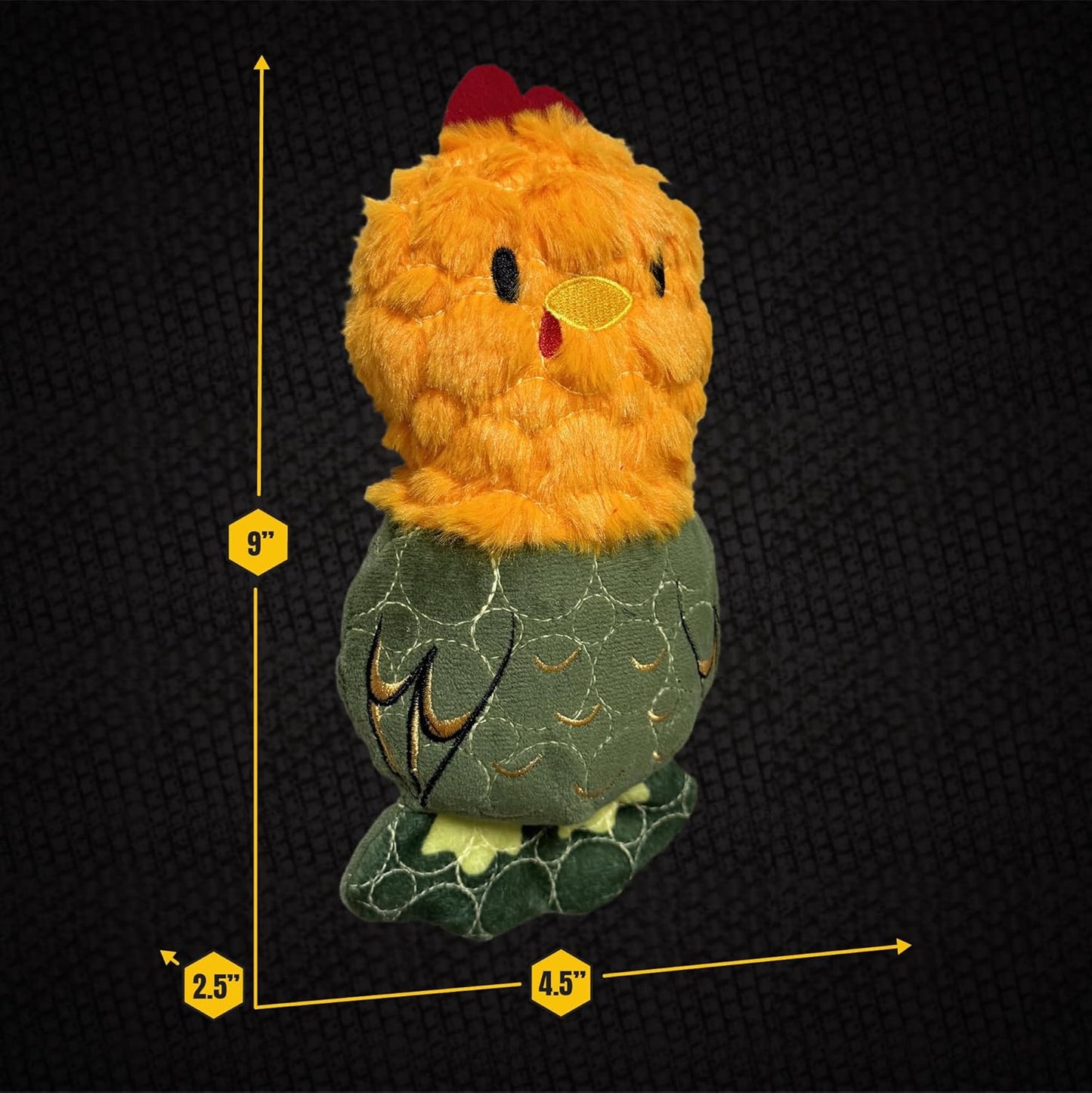 Bite Force -Durable & Strong Dog Toy Rooster with Squeaker, Kevlar-Reinforced for Aggressive Chewers for Small Medium Large Dogs - Green.