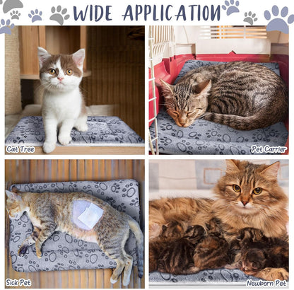 VitalCozy 2 Pack Self Warming Cat Mat Self Heating Pad Bed Reversible Machine Washable Reflects Body Heat Warm Thermal Pet Pad Crate Blanket for Feral and Indoor Cat (Dog Paw,21" X 14")