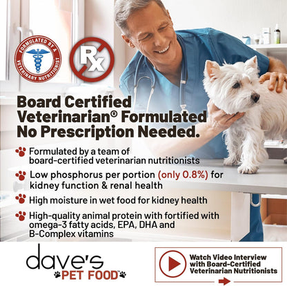 Dave's Pet Food Kidney Care Dog Food (Tuna Pate), New Recipe! Wet Renal Dog Food, Low Phosphorus, Renal Kidney Support, Vet Formulated, 5.5 oz, (12 Pack)