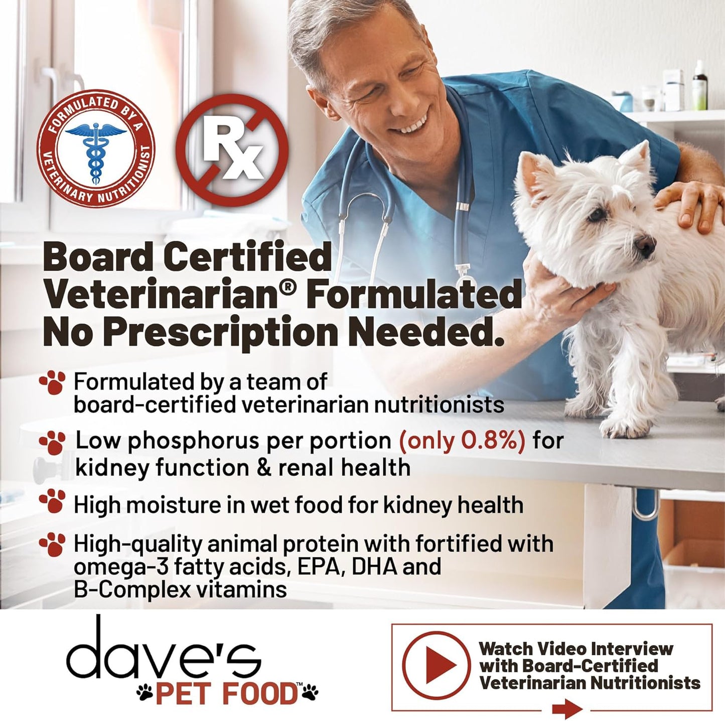 Dave's Pet Food Kidney Care Dog Food (Tuna Pate), New Recipe! Wet Renal Dog Food, Low Phosphorus, Renal Kidney Support, Vet Formulated, 13.2 oz, (12 Pack)