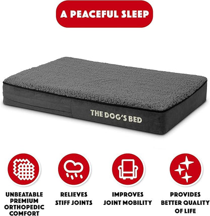 The Dog’s Bed Orthopedic Memory Foam Dog Bed, Small Grey Plush, Pain Relief for Arthritis, Hip & Elbow Dysplasia, Post Surgery, Lameness, Supportive, Calming, Waterproof Washable Cover