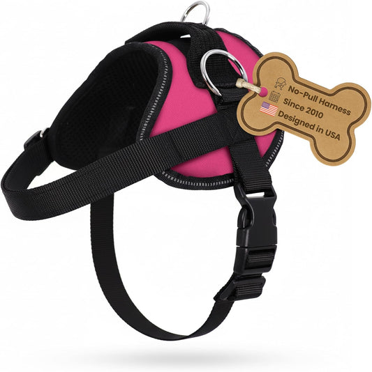 Bark Appeal Pink No-Pull Dog Harness for XS to Small Sized Pets – Adjustable, Reflective Vest with 3 Leash Clips for Added Control, Easy Walks & Training – Small