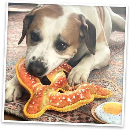 Doggijuana Tuffer Chewer Plush Dog Toy | Funny Dog Toy Plush with Juananip Catnip for Dogs | Calming Aid for Dogs | Interactive Squeaky Chew Toy for Play (Pretzel)