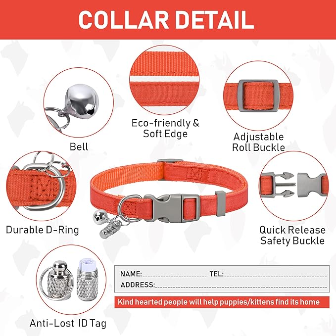 GAMUDA Small Pet Harness Collar and Leash Set, Step in No Chock No Pull Linen Fabric Soft Mesh Dog Vest Harnesses Reflective for Dogs Puppy Cats Kitten Rabbit (Orange, XS)