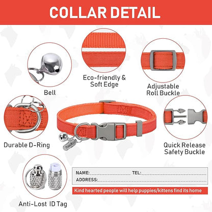 GAMUDA Small Pet Harness Collar and Leash Set, Step in No Chock No Pull Linen Fabric Soft Mesh Dog Vest Harnesses Reflective for Dogs Puppy Cats Kitten Rabbit (Orange, XS)