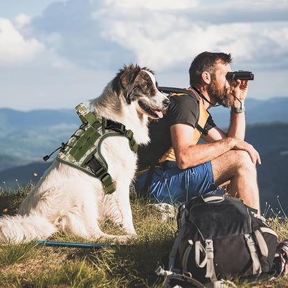 WINGOIN Tactical Dog Harness for Small Dogs, Heavy Duty No Pull Harness with Handle, Adjustable Reflective Military K9 Pet Vest for French Bulldog, Pug, Walking, Hunting, Green Camo (S)