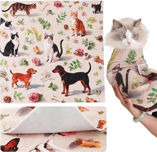 Cat Grooming Wrap Cat Wrap for Cutting Nails, 27.6" Cat Wrap for Grooming, Cat Restraint for Nail Clipping, Multifunctional Swaddle Wrap Pet Tool, Cat Burrito Wrap