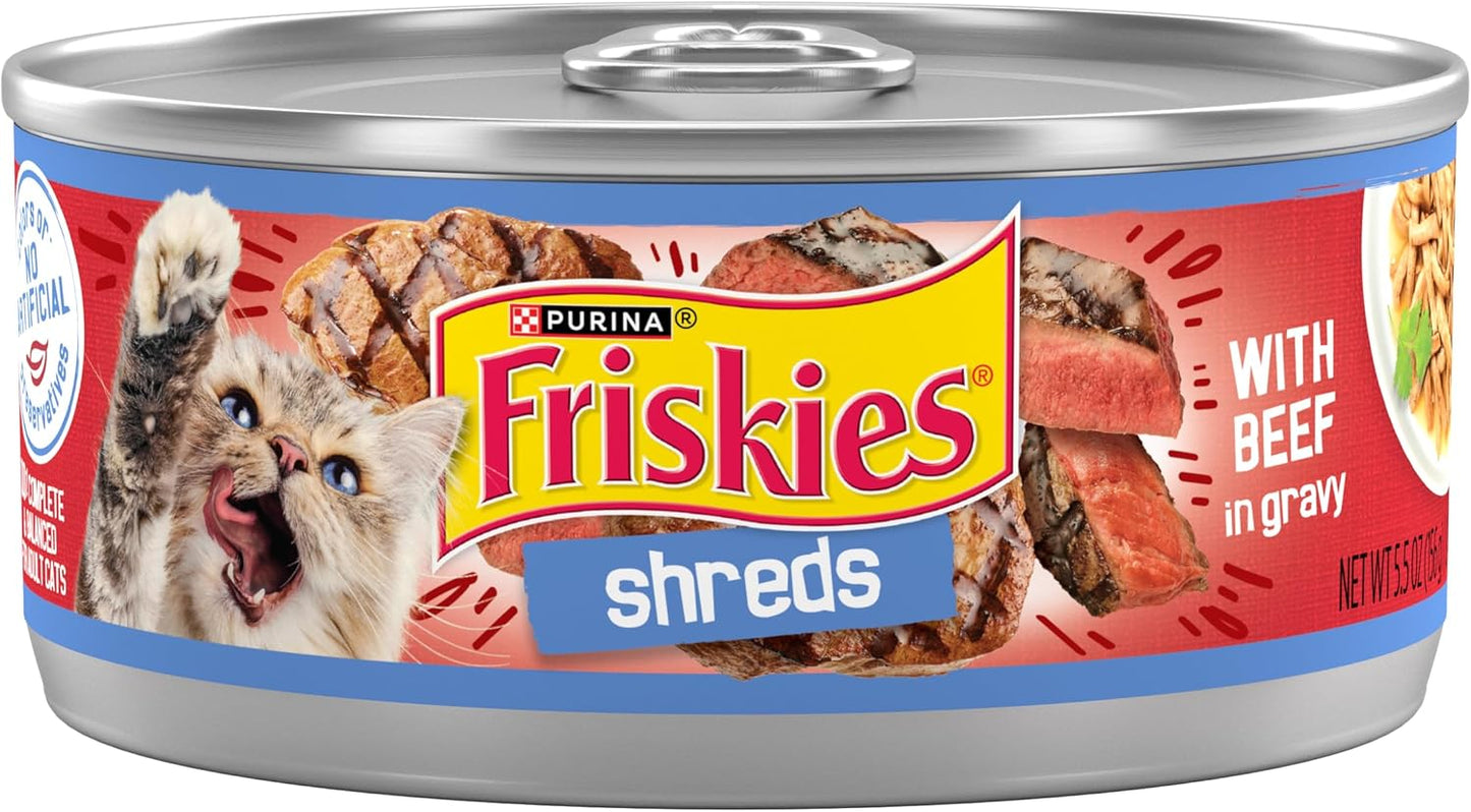 Purina Friskies Shreds With Beef in Gravy Wet Cat Food - (Pack of 24) 5.5 oz. Cans
