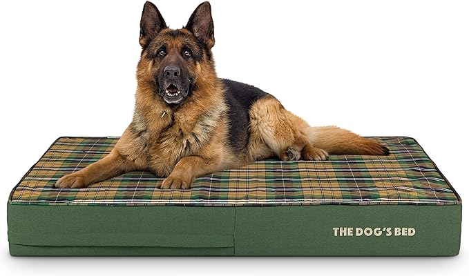 The Dog’s Bed Orthopedic Memory Foam Dog Bed, XL Green Tartan, Pain Relief for Arthritis, Hip & Elbow Dysplasia, Post Surgery, Lameness, Supportive, Calming, Waterproof Washable Cover