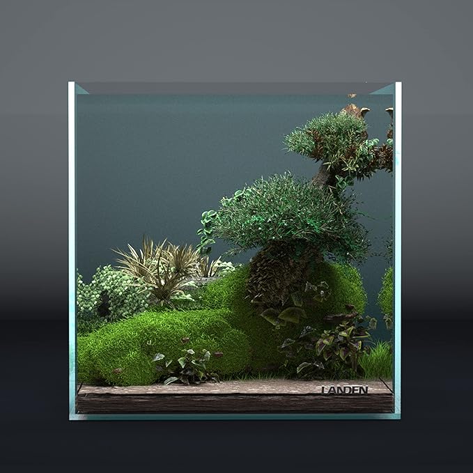 Landen 30C 6.6 Gallon Rimless Low Iron Aquarium Tank, W11.8×D11.8×H11.8 in(30x30x30cm) 5mm Thickness with Nano Foam Leveling Mat Included