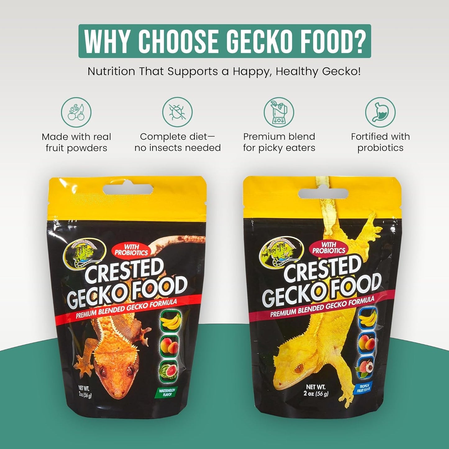 Watermelon and Tropical Fruit Flavor Crested Gecko Food for Reptiles (2-oz) Including Microfiber Cleaning Cloth (Tropical Fruit and Watermelon Flavor Crested Gecko Food 2-oz)