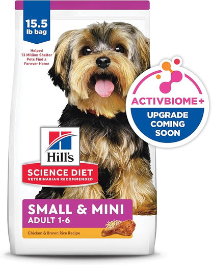 Hill's Science Diet Small & Mini, Adult 1-6, Small & Mini Breeds Premium Nutrition, Dry Dog Food, Chicken & Brown Rice, 15.5 lb Bag