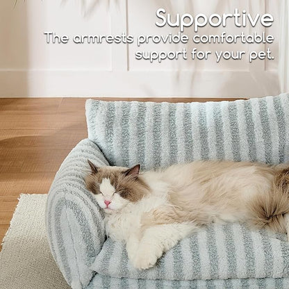 Hollypet Cat Bed Fluffy Plush Mutifuctional Double-Layer Soft Pet Couch Orthopedic Sofa Nest Beds for Small Cats and Dogs, Gray (25x20x13 inch)