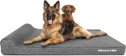 The Dog’s Bed Orthopedic Headrest Dog Bed XXL Grey Linen, Memory Foam, Pain Relief for Arthritis, Hip & Elbow Dysplasia, Post Surgery, Lameness, Waterproof Washable Cover