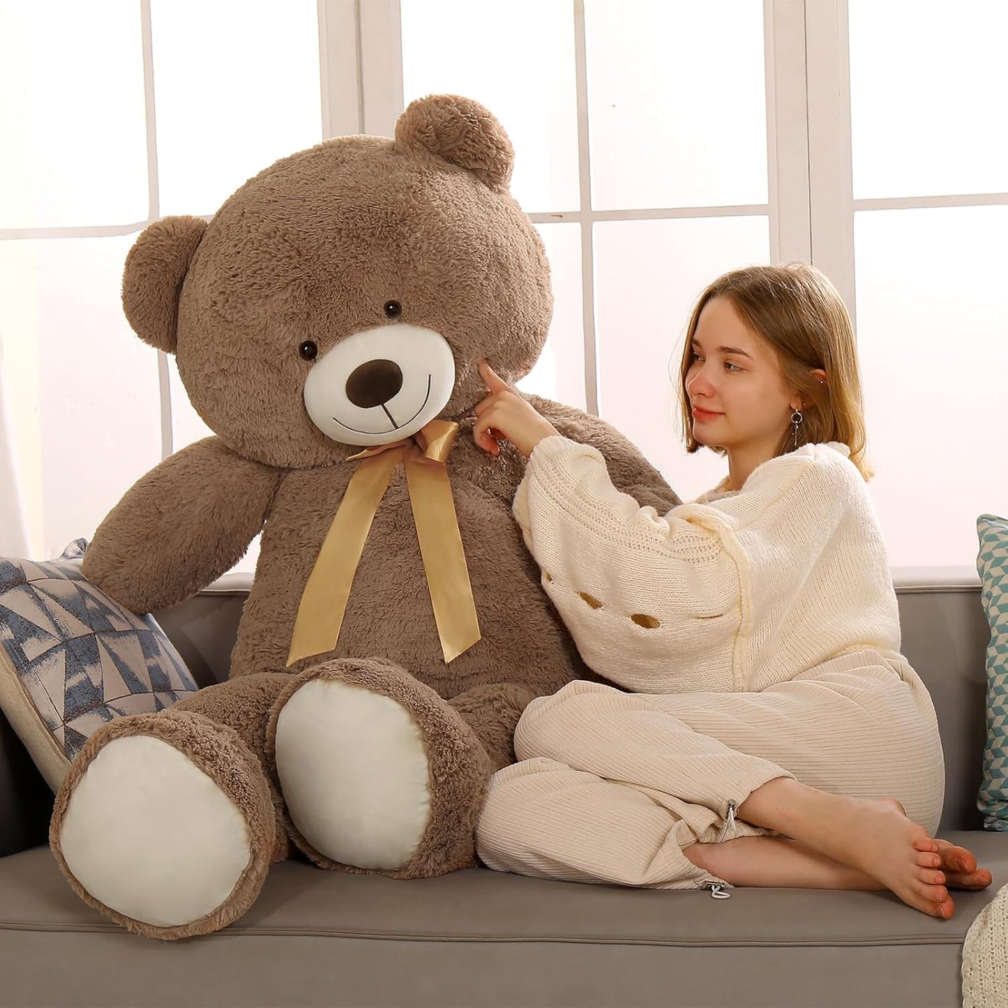 Tezituor Big Teddy Bear,52'' Giant Stuffed Animal Plush Toys for Adults Children,Girlfriend Soft Life Size Bears Plushie Gifts for Valentine, Christmas, Birthday,Baby Shower Decoration