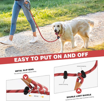 lynxking Slip Lead Dog Leash Reflective, Heavy Duty Comfortable Strong Rope for Large Medium Small Dogs No Pull Pet Training (Red, 2PCS Large 1/2in x 6ft)