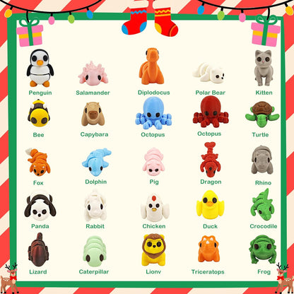 25 pcs Animal Figurines, 3D Printed Animal Figurines Set, Articulated, Party Favors, Pocket Fidget Toys Bulk, Goodie Bag Stuffers, Gifts for Boys Girls Toddlers, Office Desk Pets, Classroom rewards