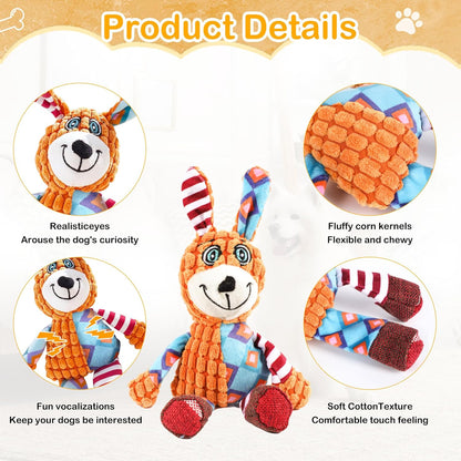 Squeak Dog Toys Stuffed Plush for Small & Medium Breeds - Soft Chew Fabric, Interactive Indoor/Outdoor Play, Perfect for Puppy Teething - Ideal Pet Gift, Dog