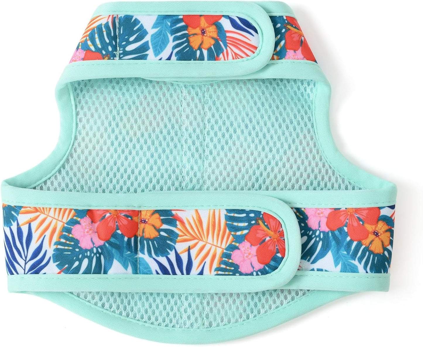 Mile High Life Dog Harness, Air Mesh Floral Vest Harness for 20 lbs Small Dogs & Cats, Easy Get on Adjustable Easy Closures Both Neck and Chest(Green Flower, S Chest 16"-18")