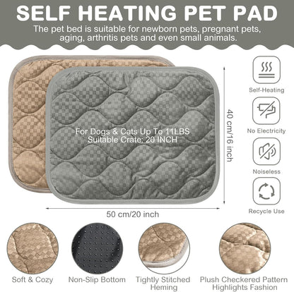 4 Pack Self Warming Cat Mat Self Heating Cat Pad Warm Thermal Pet Bed Washable Dog Crate Pad Body Heat Dog Bed Mat Blanket Non Slip Bottom for Outdoor Indoor Pets