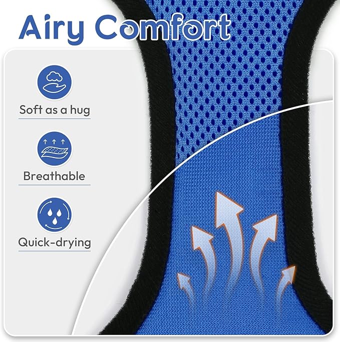 Dooradar Cat Harness and Leash Set, Escape Proof Safe Adjustable Kitten Vest Harnesses for Walking, Easy Control Soft Breathable Mesh Jacket with Reflective Strips for Cats, Blue, XS