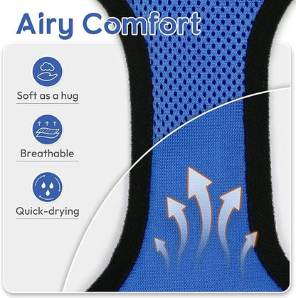 Dooradar Cat Harness and Leash Set, Escape Proof Safe Adjustable Kitten Vest Harnesses for Walking, Easy Control Soft Breathable Mesh Jacket with Reflective Strips for Cats, Blue, M