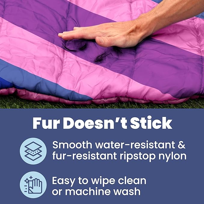 Travel Dog Bed Mat (42" x 30") – Foldable, Packable Outdoor Camping Dog Bed – Lightweight, Water Resistant & Cozy with Soft Padding – Compact, Portable & Machine Washable – Large & Small Breeds - Pink