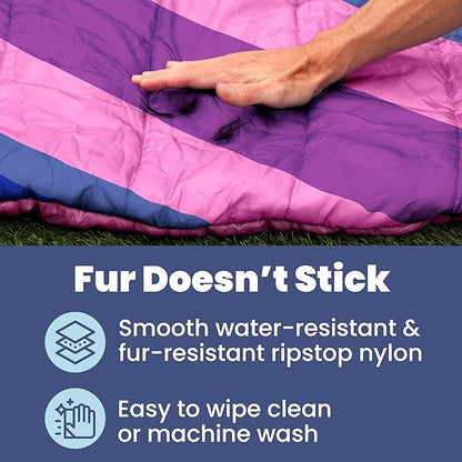 Travel Dog Bed Mat (42" x 30") – Foldable, Packable Outdoor Camping Dog Bed – Lightweight, Water Resistant & Cozy with Soft Padding – Compact, Portable & Machine Washable – Large & Small Breeds - Pink