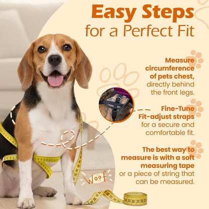 Bark Appeal Tan Plaid No-Pull Dog Harness for Small to Medium Sized Pets – Adjustable, Reflective Vest with 3 Leash Clips for Added Control, Easy Walks & Training – Medium