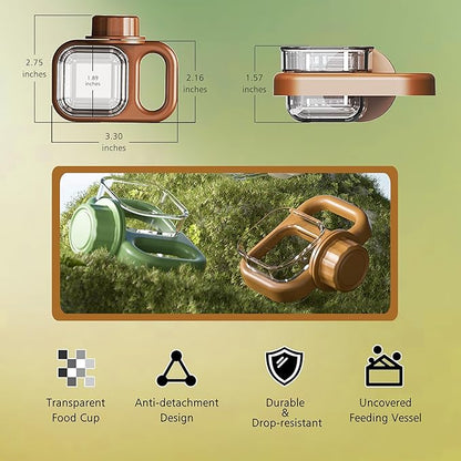 Small Animal Feeder Set for Cage, Hanging Food Bowl and Water Dispenser with 3 Different Nozzles for Puppy Kitten Rabbit Bird Guinea Pigs Chinchilla Ferret Hedgehog Pet