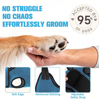 PAWCHIE Dog Grooming Hammock Harness for Dog Cat with Pet Nail Clipper Trimmer-Breathable Cat Hanger Sling for Trimming Clipping Nails-Dog Hammock Restraint Bag for Small Medium Large Dog, Dark Blue S