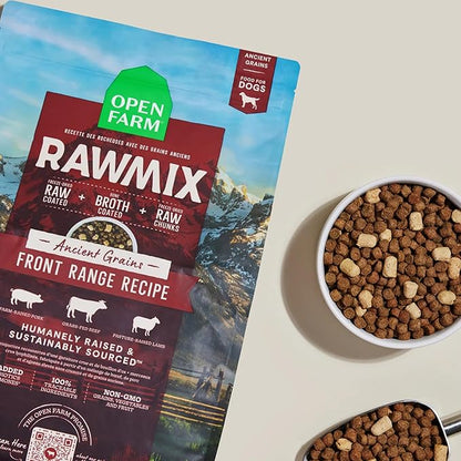Open Farm, RawMix Dry Dog Food with Ancient Grains, Protein-Packed Kibble Coated in Bone Broth with Freeze Dried Raw Chunks, Beef Pork & Lamb, Front Range Recipe, 20lb Bag