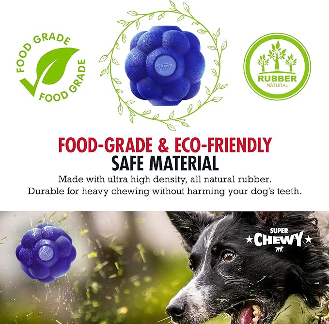 SuperChewy Tough Tumbler Ball Toy | Lifetime Replacement | Strong Natural Rubber | Smear Treats Inside to Excite Dogs | Ultra Durable Chewing Toy for Aggressive Chewers | for All Breeds