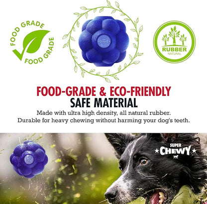 SuperChewy Tough Tumbler Ball Toy | Lifetime Replacement | Strong Natural Rubber | Smear Treats Inside to Excite Dogs | Ultra Durable Chewing Toy for Aggressive Chewers | for All Breeds